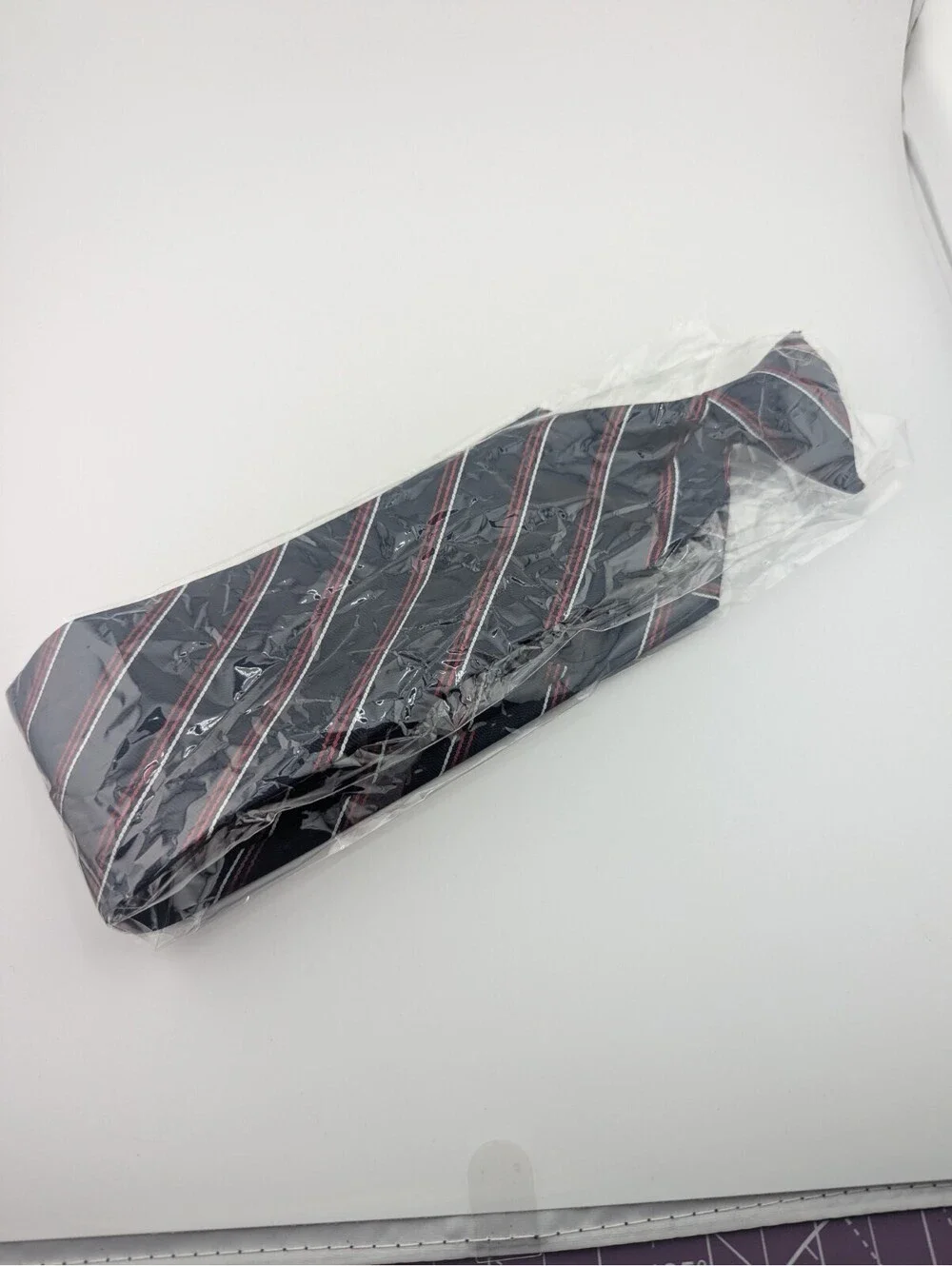 6 Pack Career Cravats Navy Red Silver Striped Clip-On Tie #36020 3.5x18